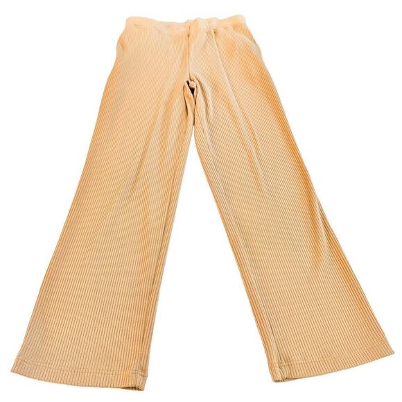 Ralph Lauren Khaki Cream Ribbed Knit Cotton Wide Leg Pant Size M - Picture 3 of 5